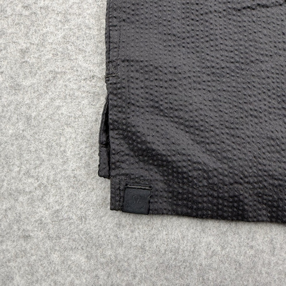 Lululemon Shirt Mens Medium Gray‎ Seersucker Woven Air Popover Half Button - Picture 4 of 8